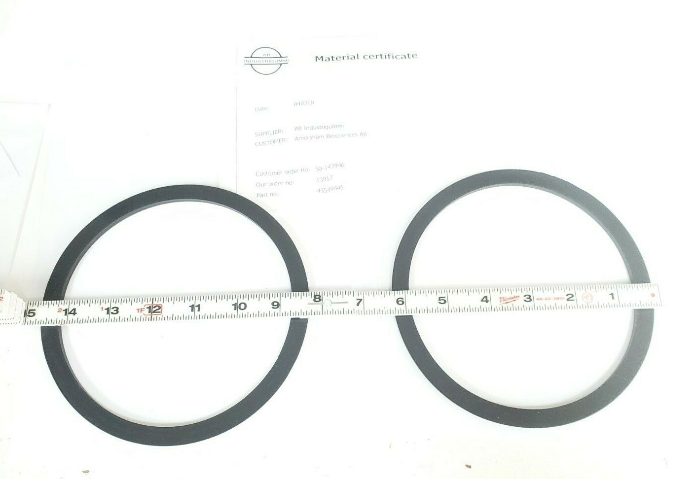 BAG OF 2 NEW AMERSHAM BIOSCIENCES 44-5494-46 FLAT GASKETS AIR TRAP OD 263mm