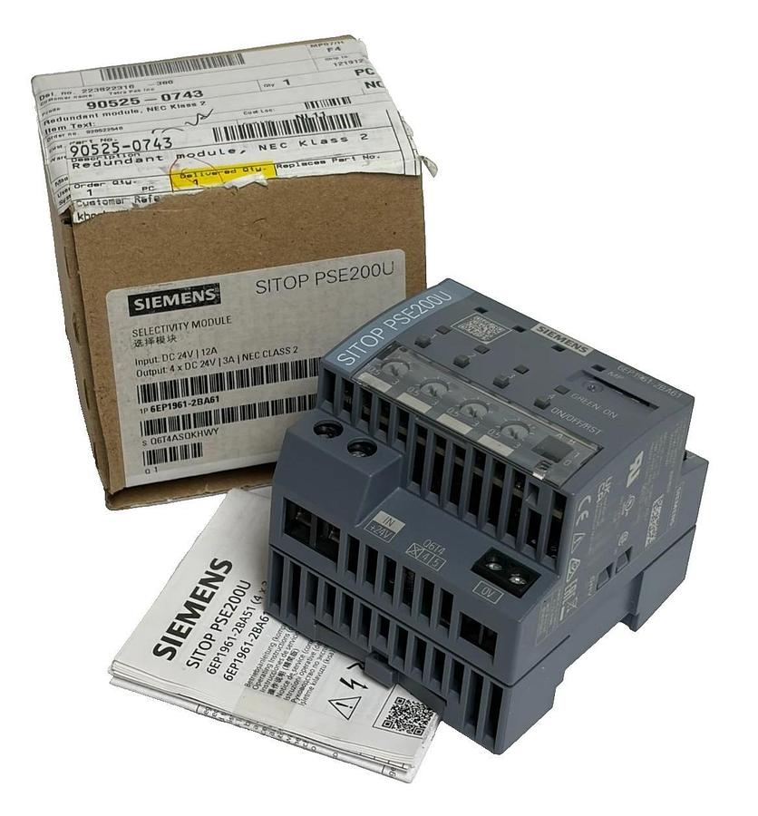 Siemens SITOP PSE200U Selectivity Module 6EP1961-2BA61 4x24V 3A NEC Class 2 New