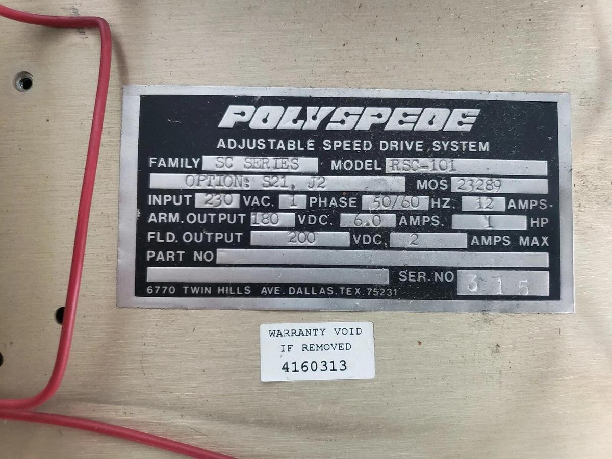 Used POLYSPEDE RSC-101 SC SERIES D.C. DRIVE RSC101