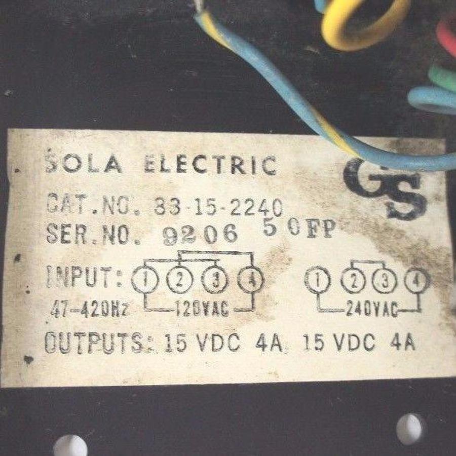 Used SOLA ELECTRIC 83-15-2240 POWER SUPPLY