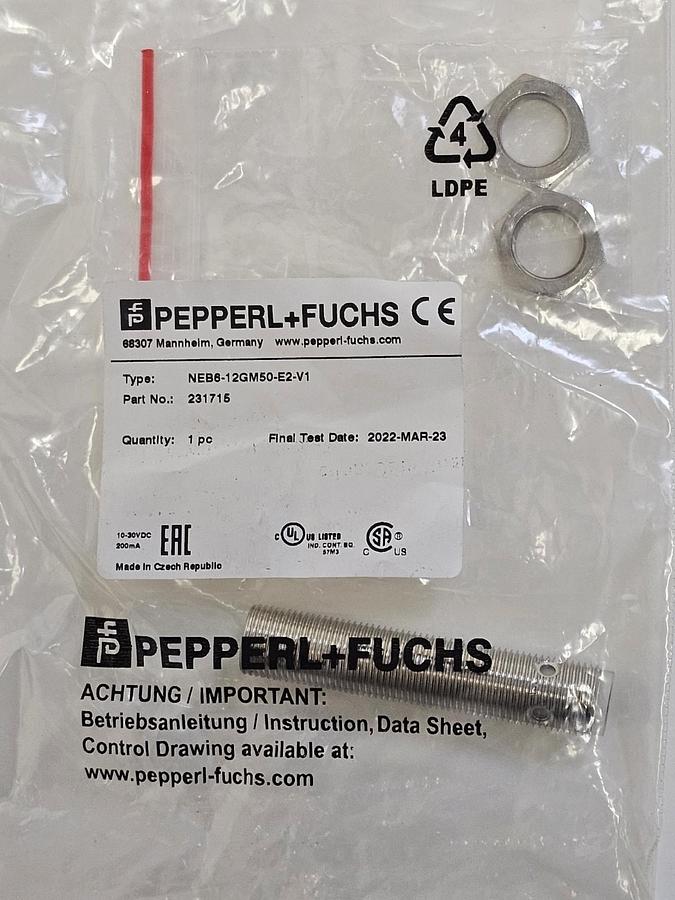 NEW PEPPERL+FUCHS NEB6-12GM50-E2-V1 PROXIMITY SENSOR P/N: 231715