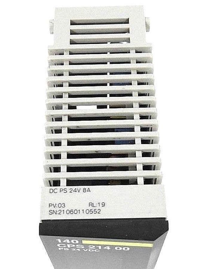 Used SCHNEIDER MODICON 140CPS21400 POWER SUPPLY 8AMP 24VDC, PV: 03, RL: 19