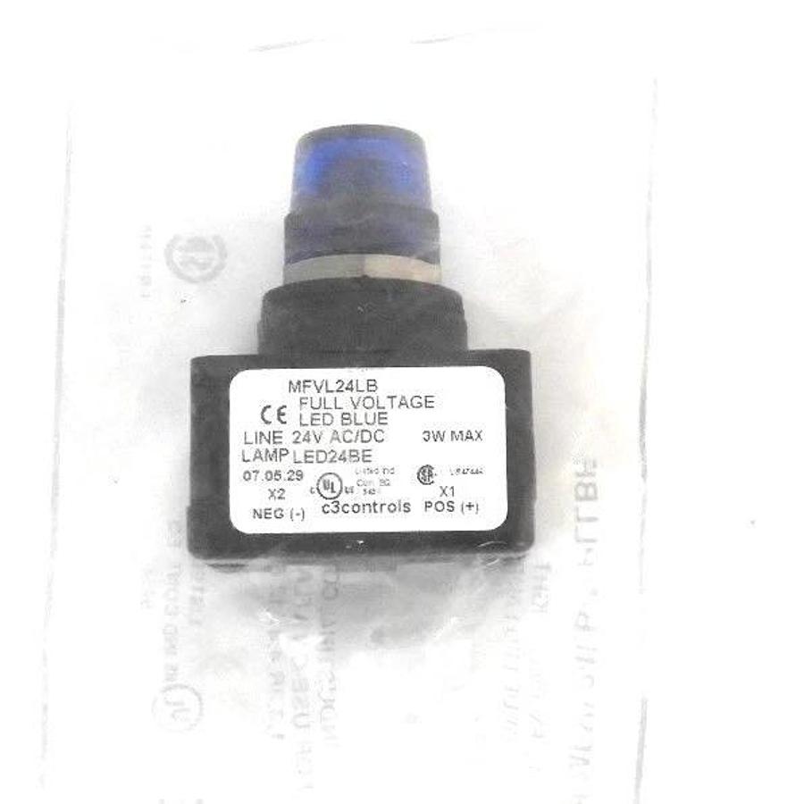 Used NEW C3 CONTROLS MFVL24LB-MPLLBE 16MM 24V FV PILOT LIGHT BLUE LENS