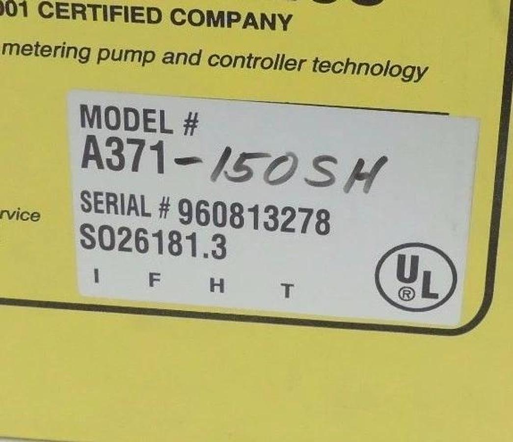 Used NIB LMI MILTON ROY A371-150SH METERING PUMP 115VAC, 1.40A, 0.42GPH, A371150SH