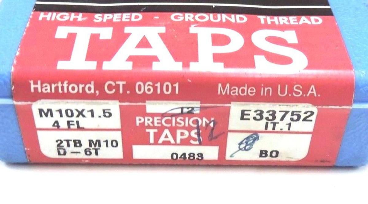 Used 12 NIB HANSON WHITNEY M10X1.5 4 FL HIGH SPEED TAPS 2TBM10 D-6T, E-33752 IT.1