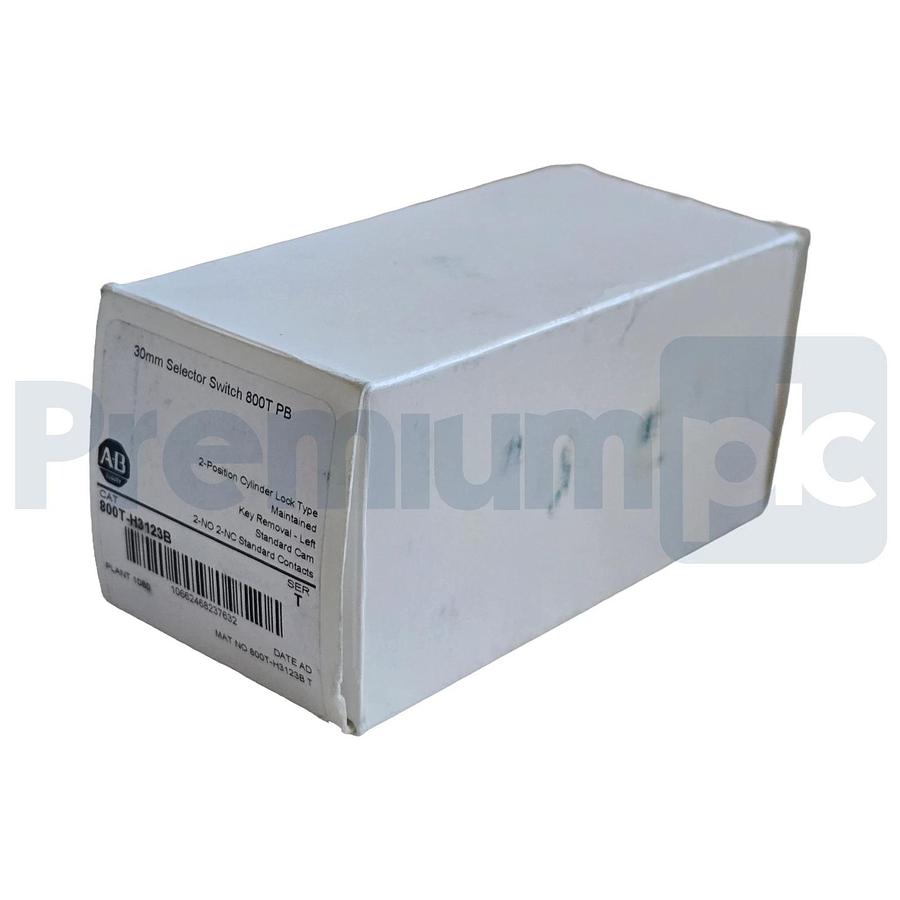 Allen-Bradley 800T-H3123B /T Selector Switch 30mm 2Pos Cylinder Lock 2 NO / 2 NC