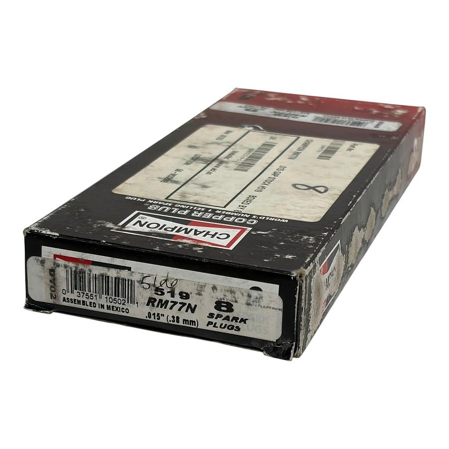 Used Box of 8 Genuine Champion Copper Plus 519 RM77N Spark Plugs