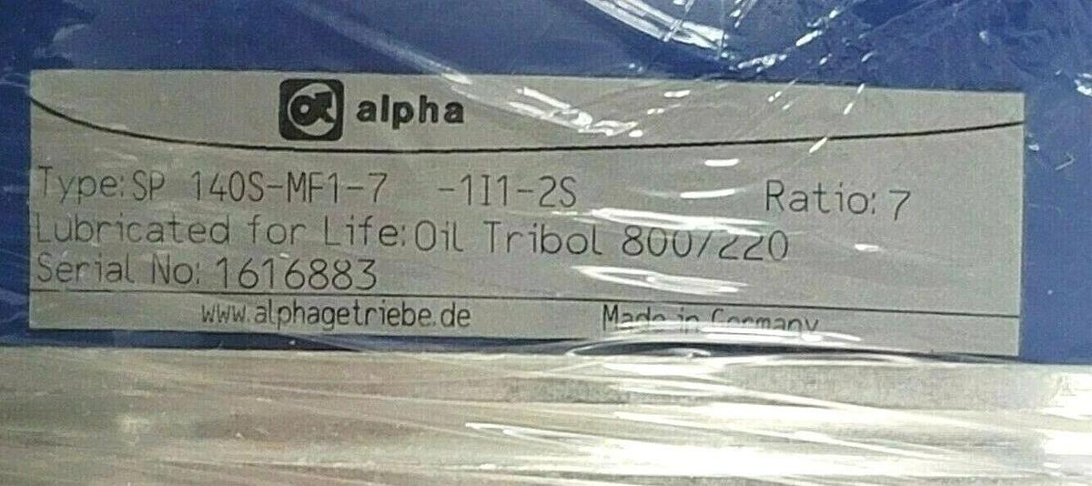 Used NIB ALPHA SP140S-MF1-7-1I1-2S PLANETARY GEARBOX REDUCER SP 140S-MF1-7