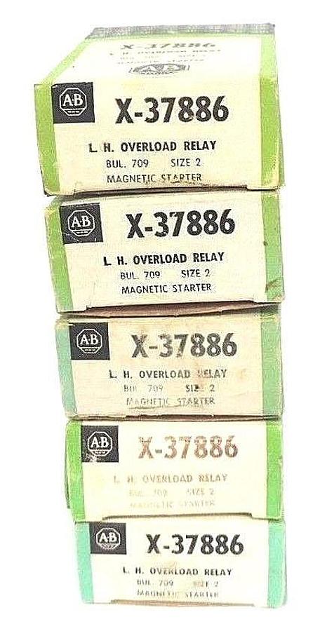 Used LOT OF 5 NIB ALLEN BRADLEY X-37886 L.H. OVERLOAD RELAYS SIZE 2 MAGNETIC STARTER