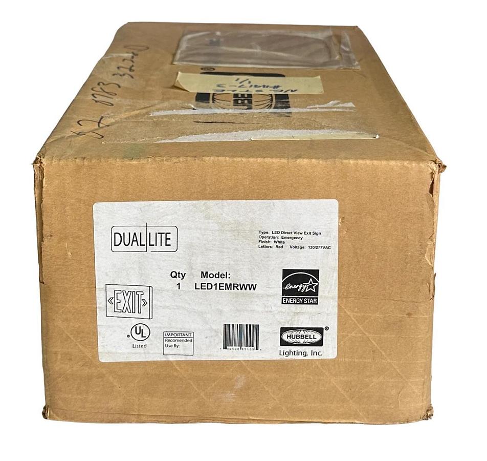 NEW HUBBELL DUAL LITE LED1-EM-RWW / LED1EMRWW LED EXIT SIGN 120/277VAC 60Hz