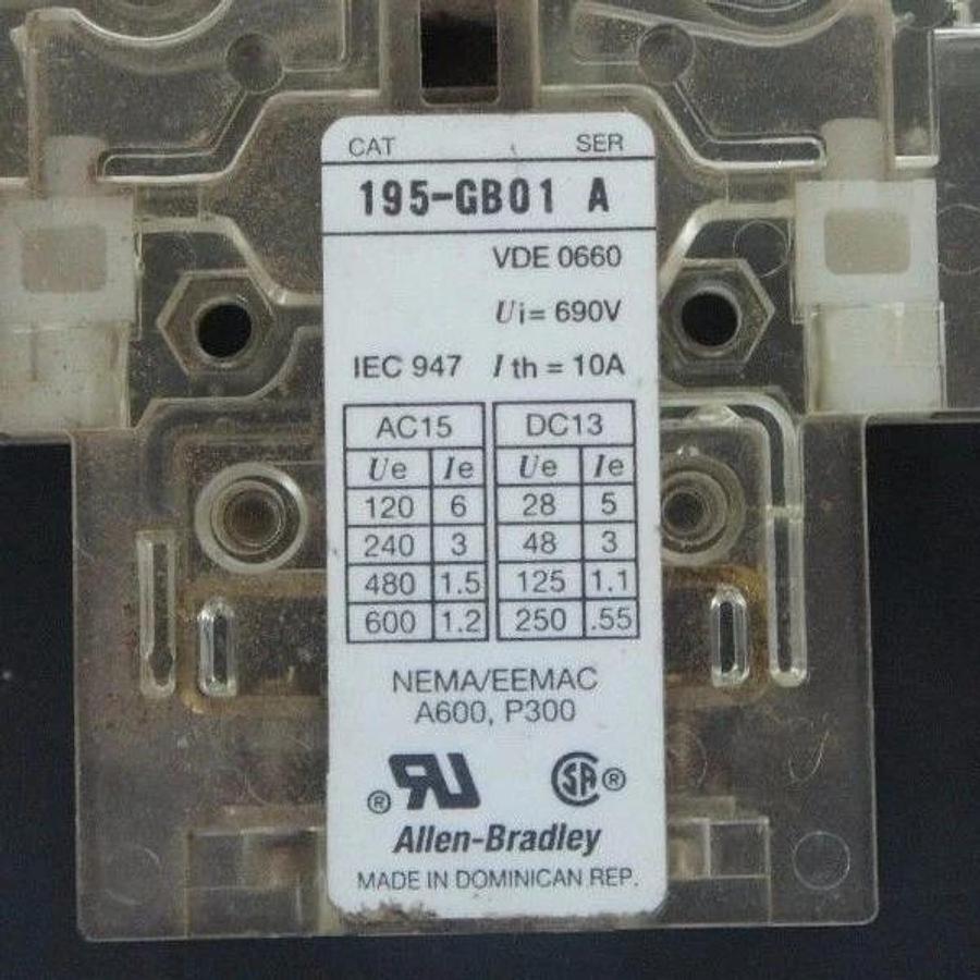 Used LOT OF 3 ALLEN BRADLEY AUXILIARY CONTACTS 195-GA01 , 195-GL01 , 195-GB01 SER. A