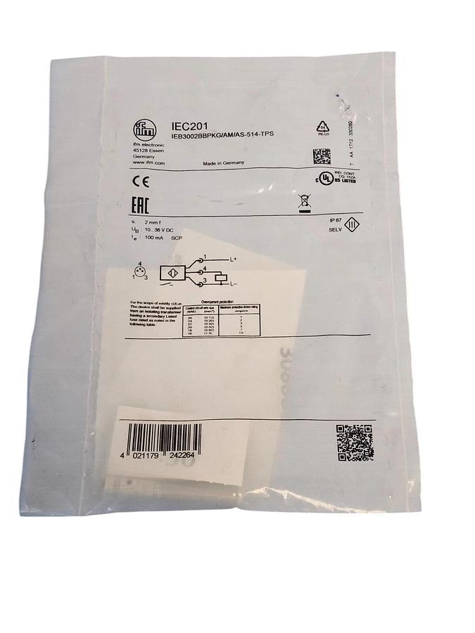 Used NEW IFM EFECTOR IEB3002BBPKG/AM/AS-514-TPS SENSOR IEC201
