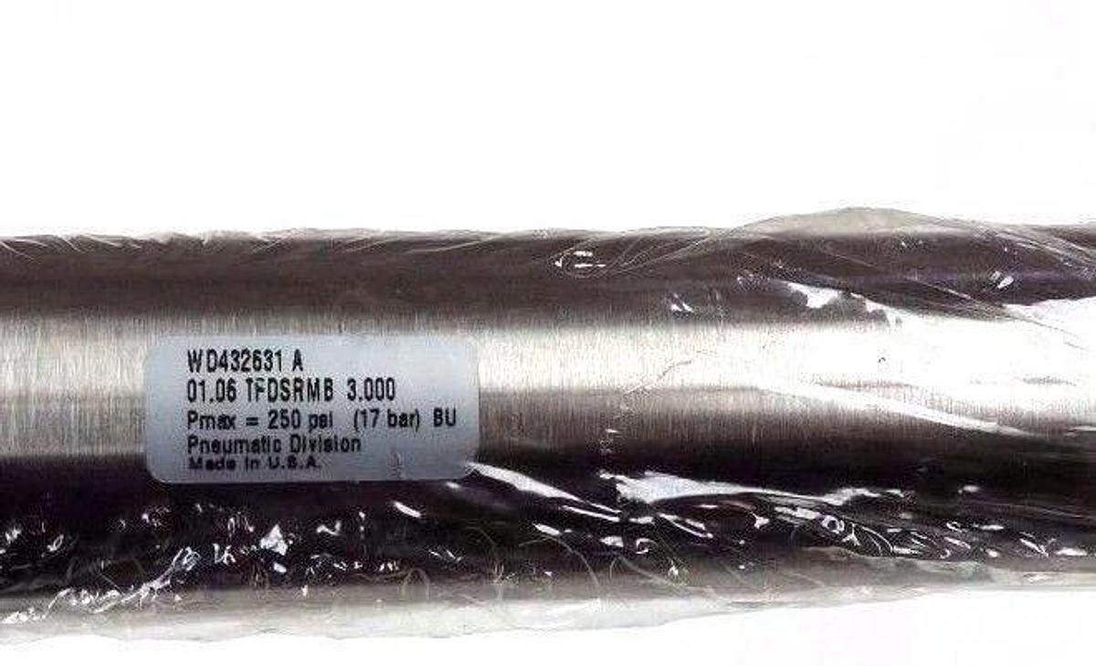 Used NEW PARKER WD432631 A PNEUMATIC CYLINDER 01.06 TFDSRMB 3.000 PMAX = 250 PSI