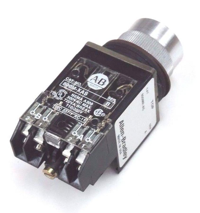 Used ALLEN BRADLEY 800MR-A5 OPERATOR PUSHBUTTON WHITE SER. A 800MRA5 W/ 800M-XAS