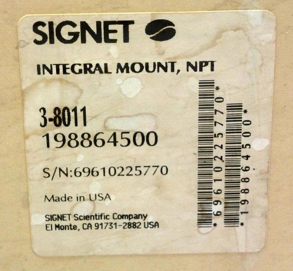 LOT OF 2 NEW SIGNET 3-8011 INTEGRAL MOUNTING KIT 1/2" NPT PORTS 38011 198864500