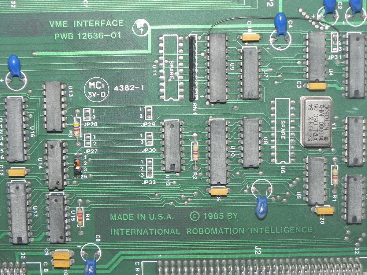 Used INTERNATIONAL ROBOMATION INTELLIGENCE VME INTERFACE PWB 12636-01, 4382-1