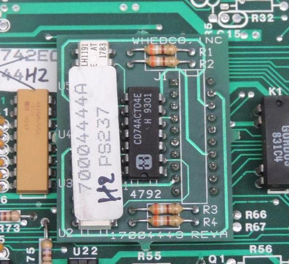 Used WHEDCO 70003613EC PC BOARD 17003538 REV. E W/ 17004443 REV. A, 70004444A