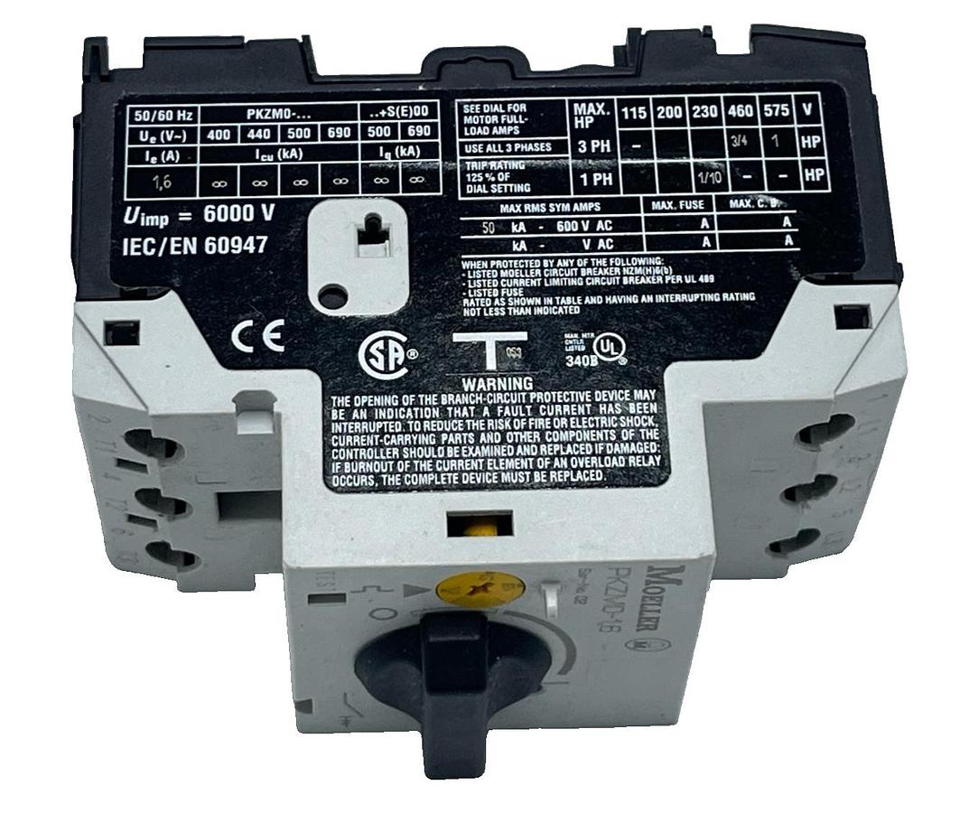 Used Moeller PKZM0-1,6 Motor Protective Circuit Breaker 1.0-1.6A 690V 3-Pole 0.55kW