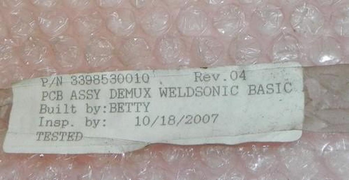 Used TRUSCOPE DEMUX ASSY 339853 R1 PCB ASSY DEMUX WELDSONIC BASIC 3398530010 REV. 04