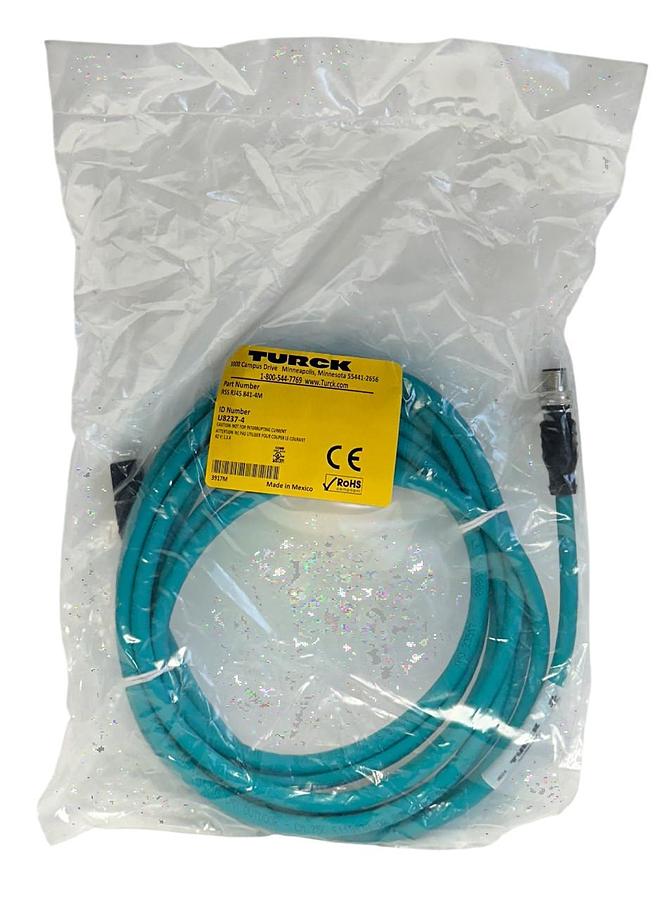 Used TURCK RSS RJ45 841-4M / U8237-4 INDUSTRIAL EtherNet EXTENSION CABLE 4M 48V NSFS