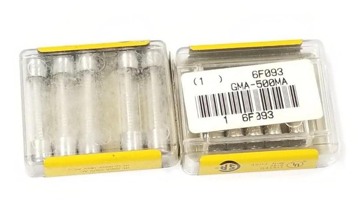 Used LOT OF (5) NEW COOPER BUSSMANN MDL8 & (5) GMA-500MA FUSES