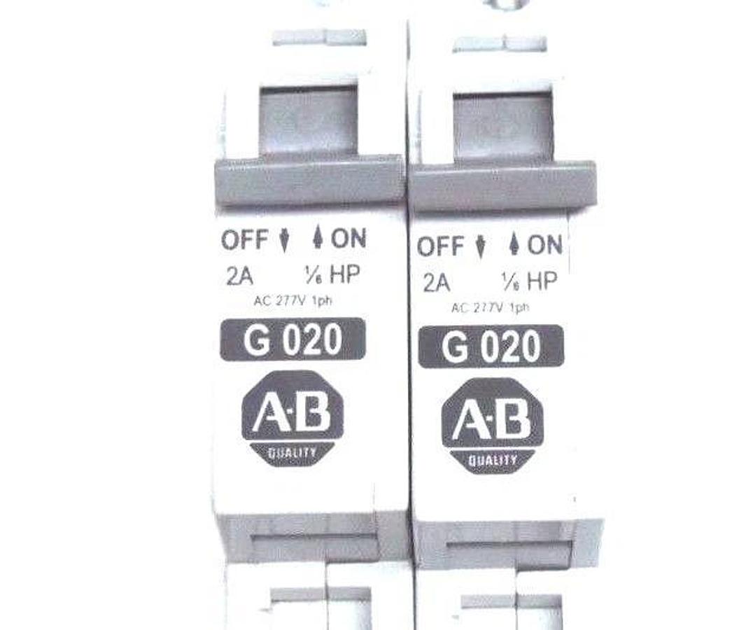 Used LOT OF 2 ALLEN BRADLEY 1492-CB1G020 CIRCUIT BREAKERS SER C, 2A, 1/6HP
