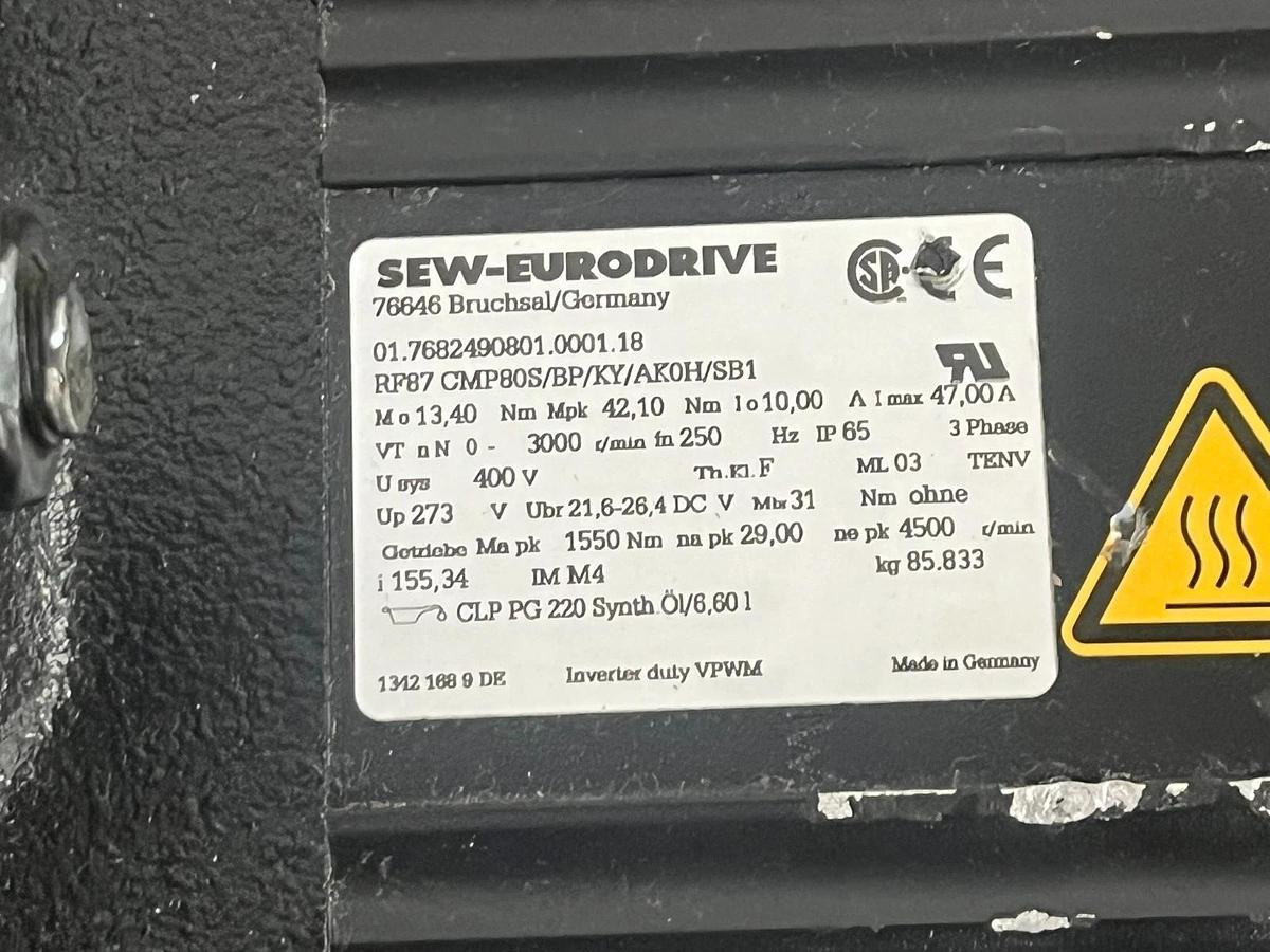 SEW-EURODRIVE RF87 CMP80S/BP/KY/AK0H/SB1 Gear motor Servo 3PH 29RPM 50MM 42.1NM