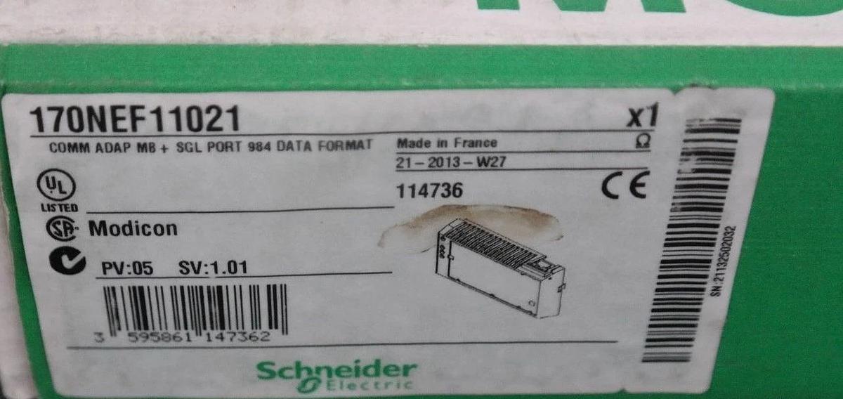 Used F/S SCHNEIDER 170NEF11021 COMMUNICATION ADAPTER MB + SGL PORT 984 FORMAT 114736