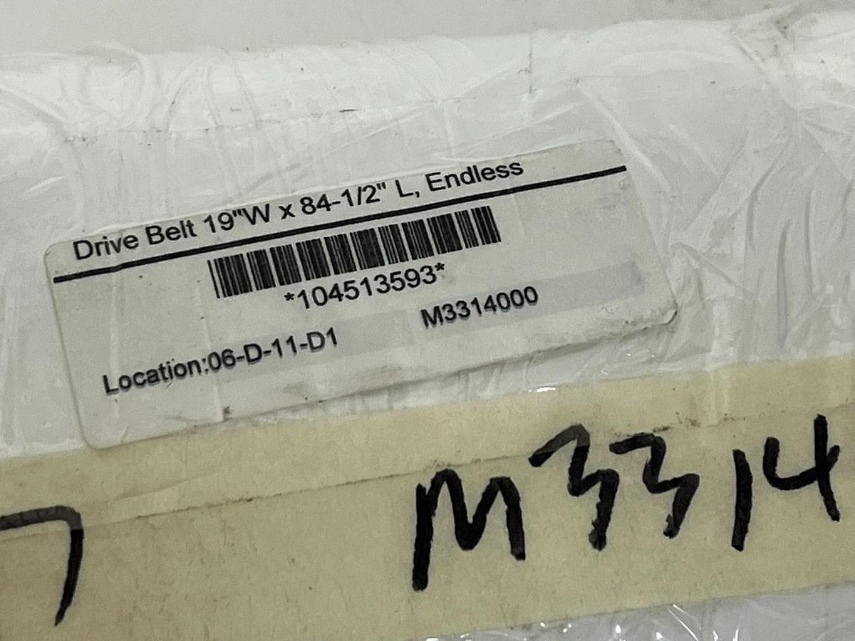 Used M3314000 Endless Drive Belt 19" W x 84-1/2" L Z-Splice .024" Thk New Surplus
