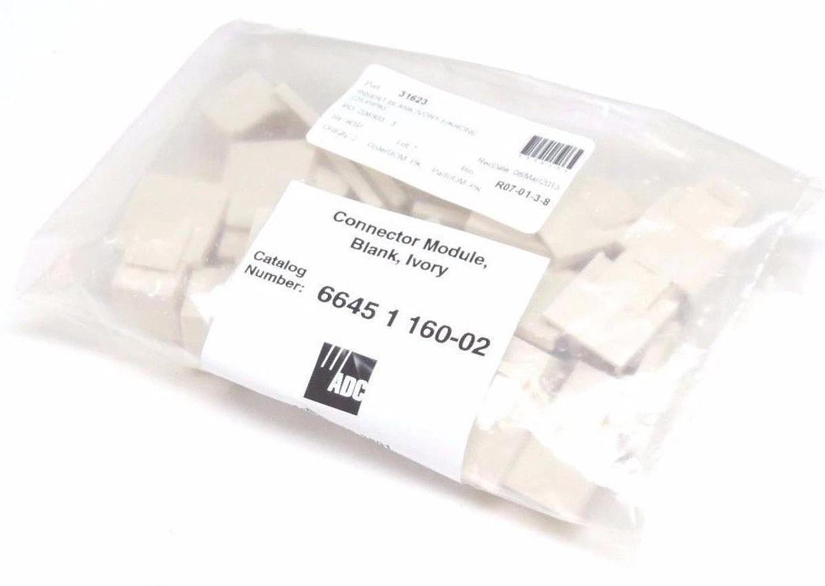 Used NEW ADC 6645 1 160-02 CONNECTOR MODULE, BLANK, IVORY, F/KRONE 6645116002, 25/PK