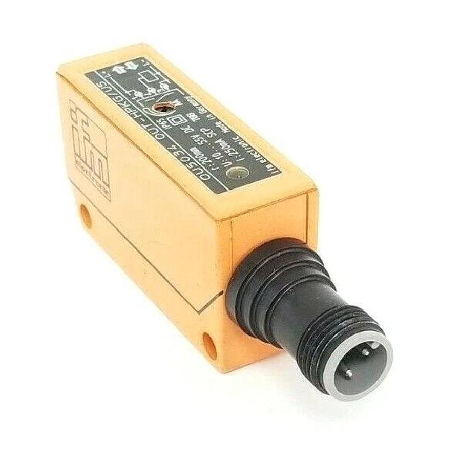 Used IFM EFECTOR OU5034 OUT-HPKG/US DIFFUSE REFLECTION SENSOR, 200MM, 10-55V DC