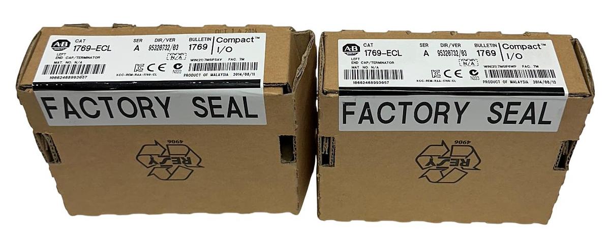 Used 2 ALLEN BRADLEY 1769-ECL /A CompactLogix LEFT END CAP / TERMINATOR NSMP