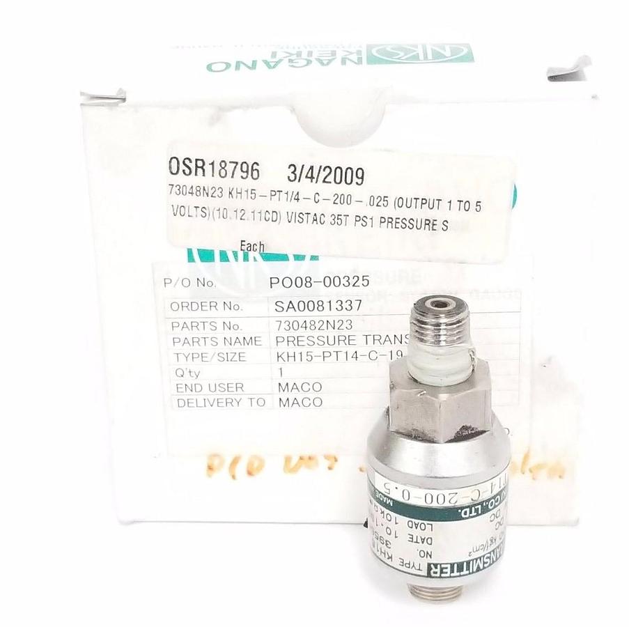Used NAGANO KEIKI KH15-PT14-C-200-0.5 PRESSURE TRANSMITTER TYPE KH15, 395663, 24V DC