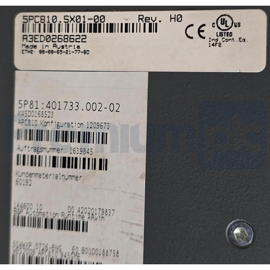 Used B&R 5P81:401733.002-02 Automation PC 810 System Unit 5PC810.SX01-00 w/5LS182.6-1