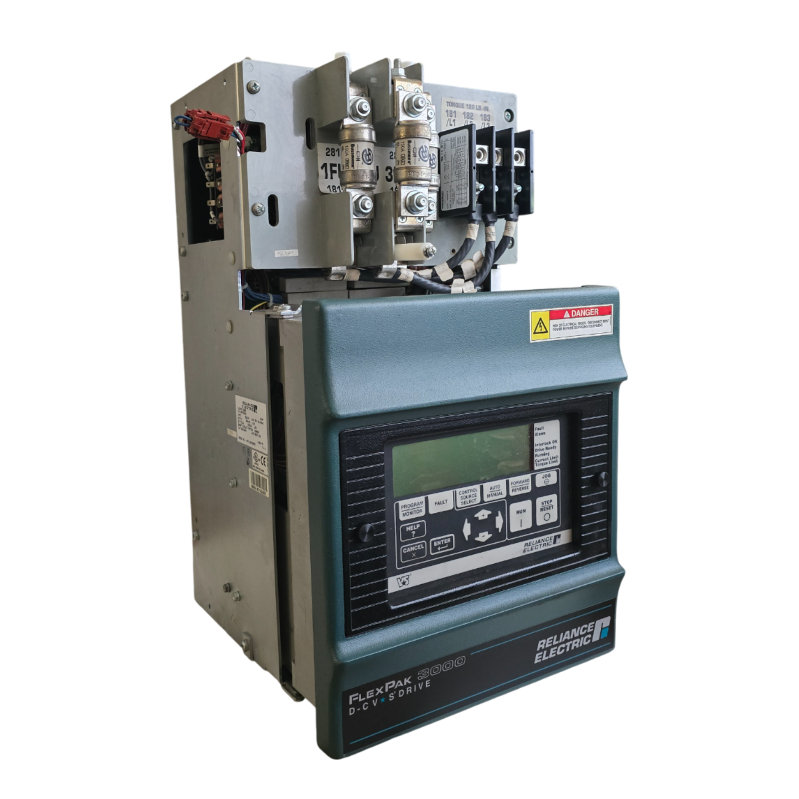 Used RELIANCE ELECTRIC 30FR2042 FlexPak 3000 REGEN DC DRIVE 30HP 230VAC/94A USPI