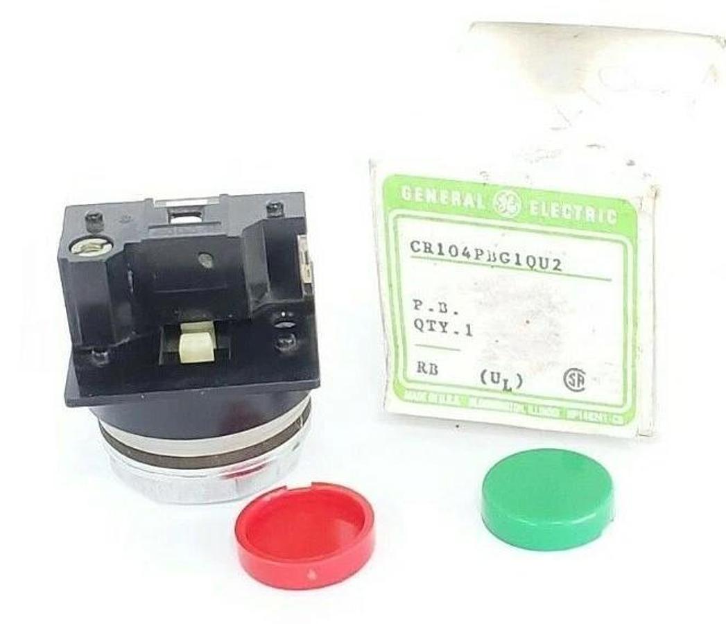 NIB NEW GENERAL ELECTRICS CR104PBG10U2 PUSHBUTTON CR104P W/ 2 LENS COLORS