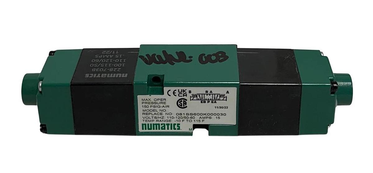 ASCO NUMATICS 081SS600K000030 MARK 8 SERIES SOLENOID VALVE DOUBLE-DIRECTED NSNP