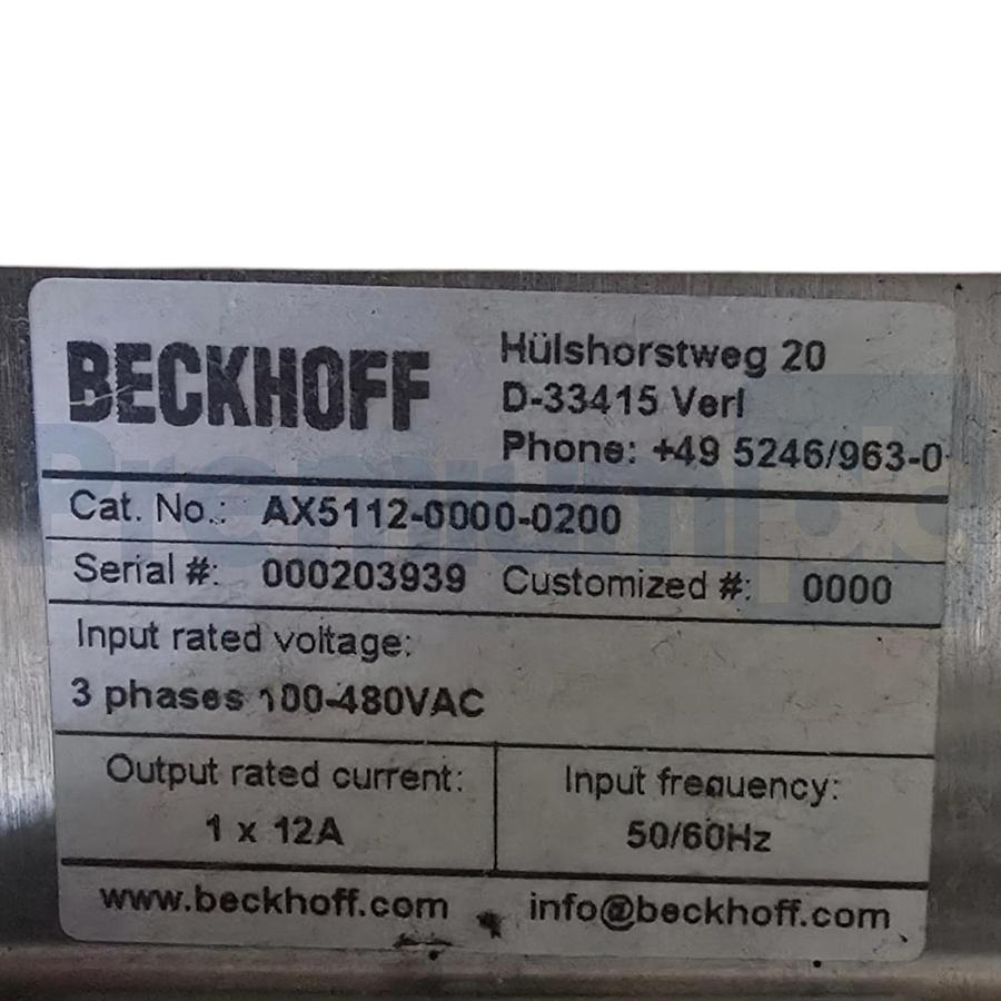 Used Beckhoff AX5112-0000-0200 AX5000 Digital Servo Drive 1-Ch 12A EtherCAT NSNP