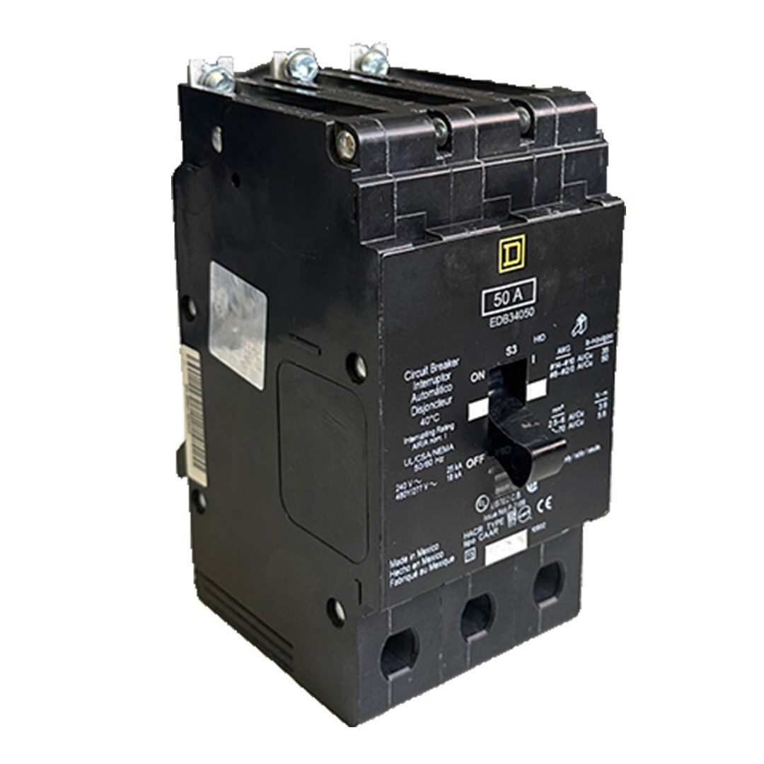 Used SQUARE-D EDB34050 MINI E-FRAME CIRCUIT BREAKER 50A 3-POLE 240VAC