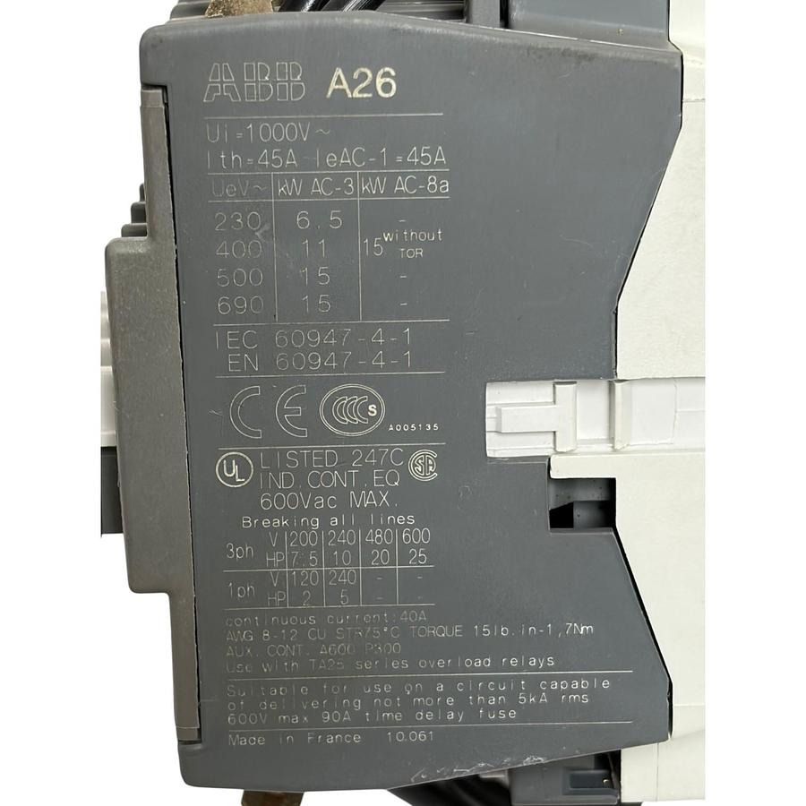 Used Rotork 48054 Reversing Contactor Assembly Dual ABB A26-30-01 Valves VM5-1