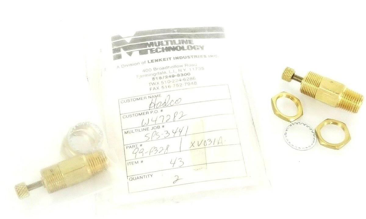 Used LOT OF 2 NEW MULTILINE TECHNOLOGY XV031A RELIEF VALVES 99-P328 3/8'' IN. THREAD