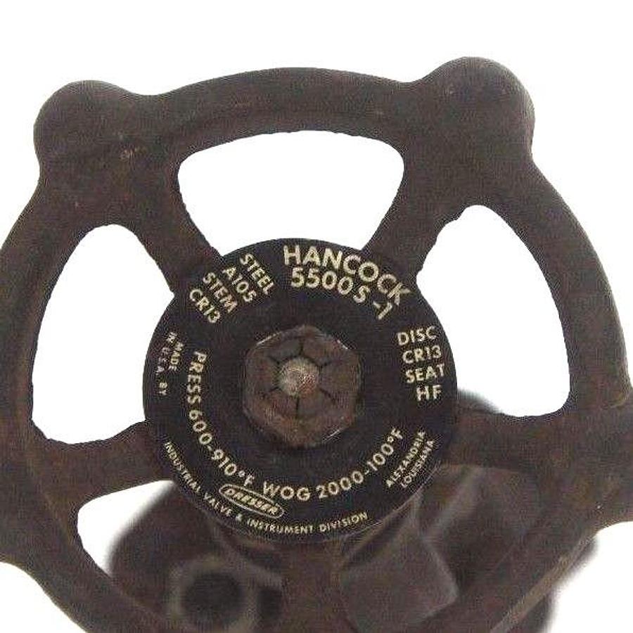 Used DRESSER HANCOCK 5500S-1 VALVE 1" NPT, PRESS. 600-910 DEG F, WOG 2000-100 F