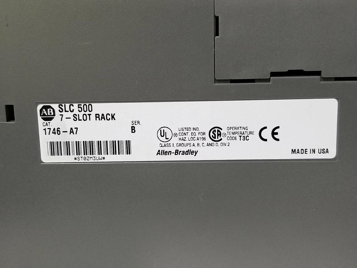 Used ALLEN BRADLEY 1746-A7 SER. B RACK W/ 1746-P2 , 1747-L542 , HSTP1 , HSRV , IB16