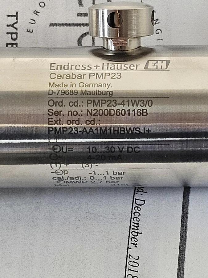 NIB ENDRESS + HAUSER CERABAR PMP23 PRESSURE TRANSMITTER PMP23-41W3/0