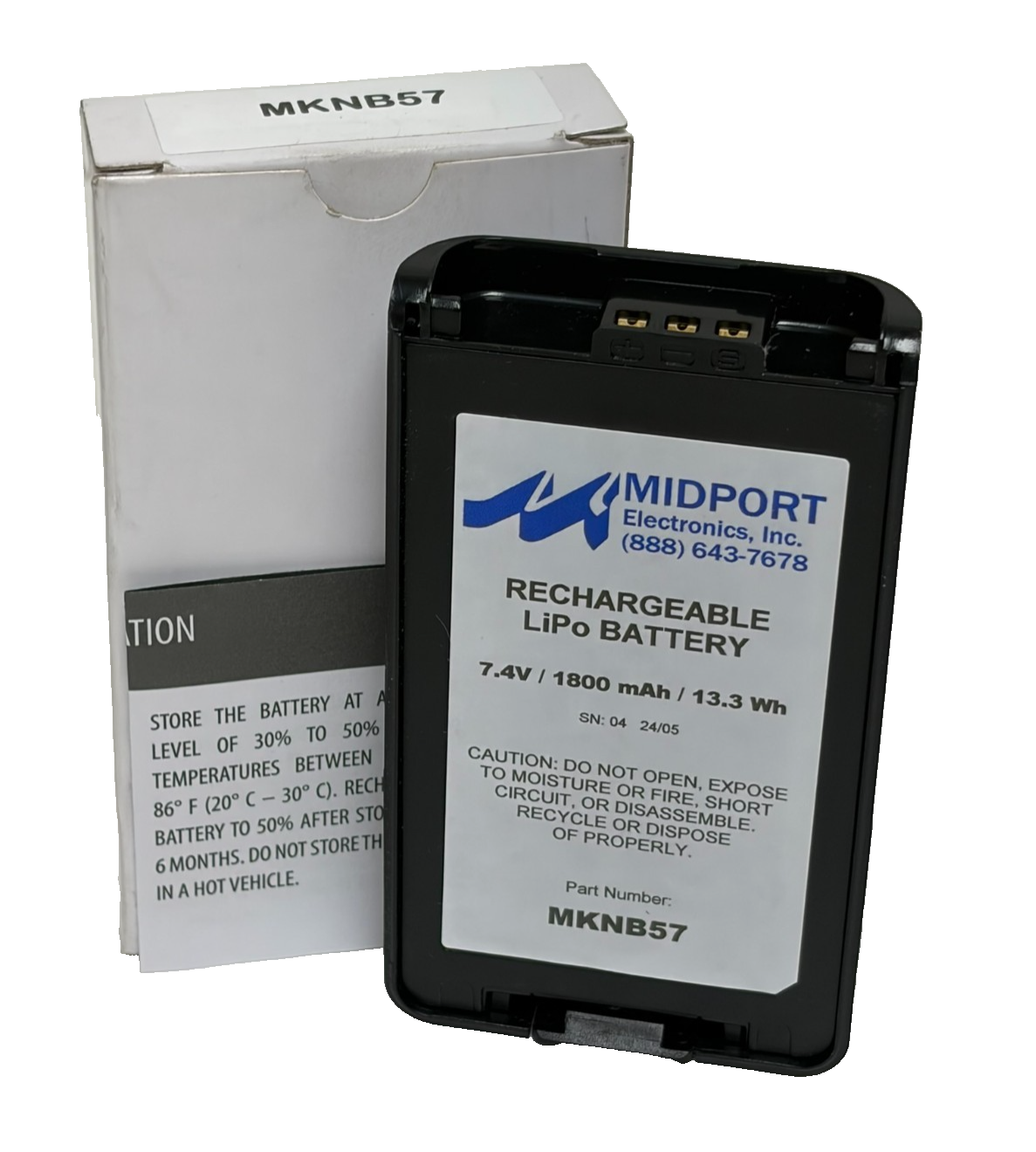 Used Midport MKNB57 7.4V 1800mAh LiPo Battery for Kenwood KNB-57L KNB-35L - NEW