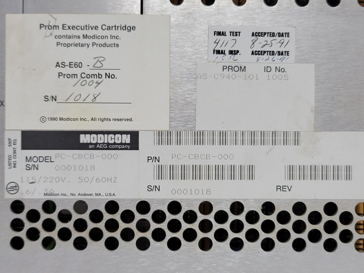 Used AEG MODICON PC-CBCB-000 CLUTH & BRAKE CONTROLLER W/ AS-E60-B CARTRIDGE PCCBCB000