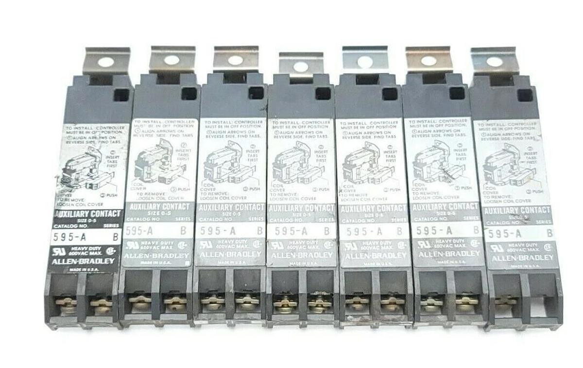 Used LOT OF 7 ALLEN BRADLEY 595-A AUXILIARY CONTACTS 595A SER. B