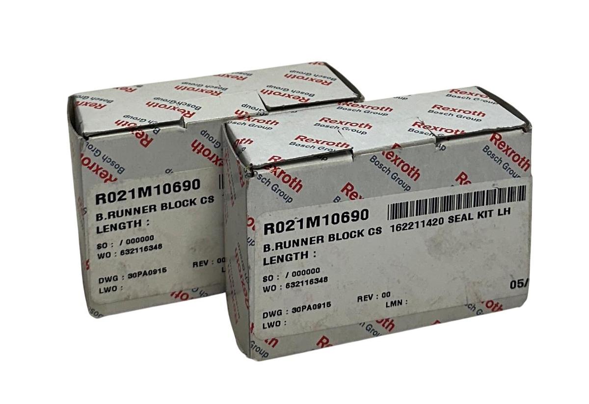 Used 2 REXROTH R021M10690 / R166611420 BALL RUNNER BLOCKS CARBON STEEL NSMP
