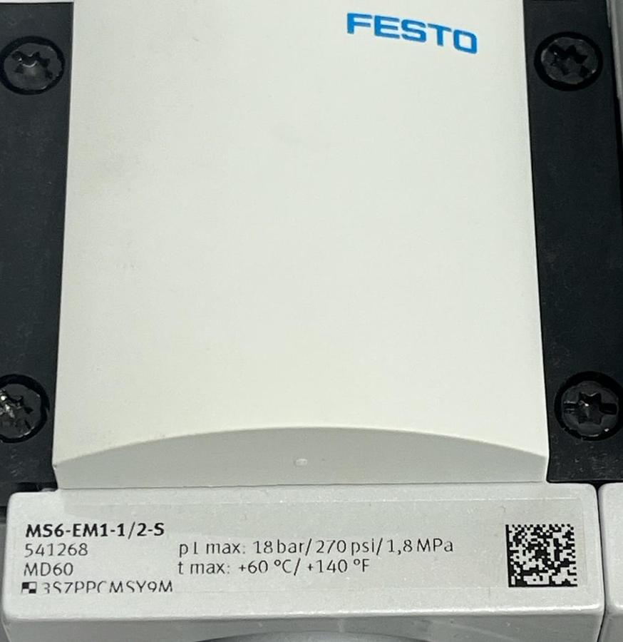 Used Festo MS6 Air Preparation Unit Assembly MS6-SV MS6-LFR MS6-EM 24VDC 1/2" NPT