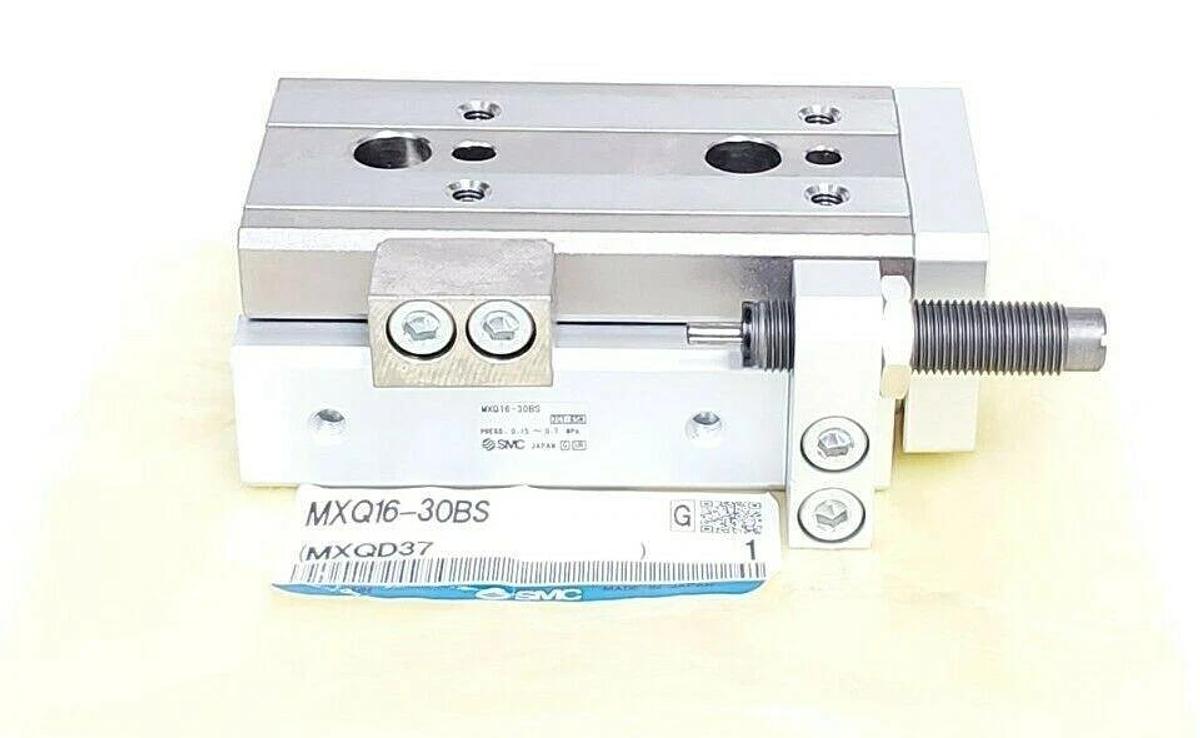 NEW SMC MXQ16-30BS AIR SLIDE TABLE CYLINDER MXQD37 W/ SHOCK ABSORBER MXQ1630BS